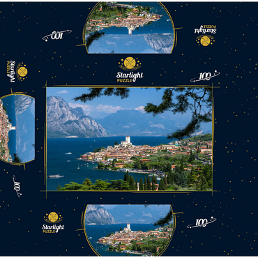 View to Malcesine at Lake Garda with the Scaligerburg (14/15 c.), province Verona, Veneto, Italy 100 Jigsaw Puzzle box 3D Modell