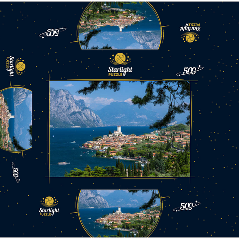 View to Malcesine at Lake Garda with the Scaligerburg (14/15 c.), province Verona, Veneto, Italy 500 Jigsaw Puzzle box 3D Modell