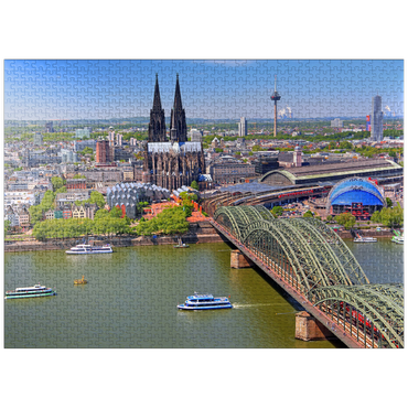 puzzleplate View over the Rhine with Cologne Cathedral and Hohenzollern Bridge, Cologne 1000 Jigsaw Puzzle