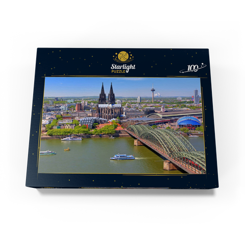 View over the Rhine with Cologne Cathedral and Hohenzollern Bridge, Cologne 100 Jigsaw Puzzle box view1