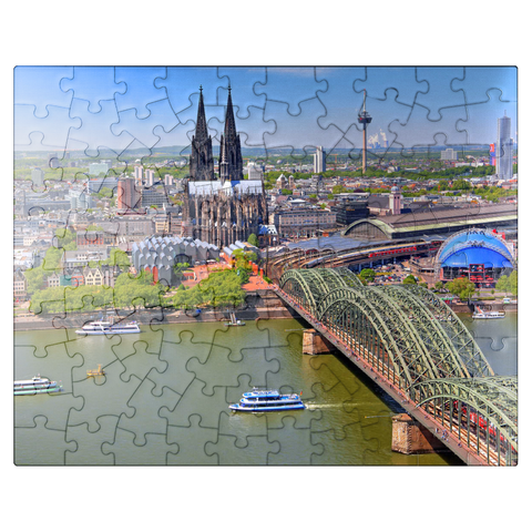 puzzleplate View over the Rhine with Cologne Cathedral and Hohenzollern Bridge, Cologne 100 Jigsaw Puzzle