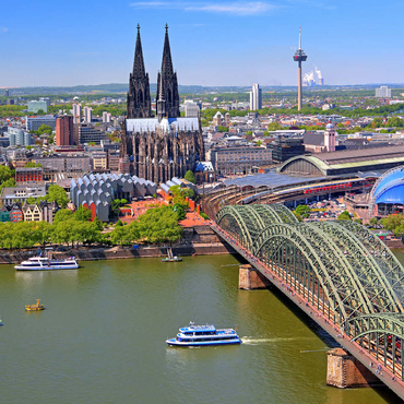 View over the Rhine with Cologne Cathedral and Hohenzollern Bridge, Cologne 100 Jigsaw Puzzle 3D Modell