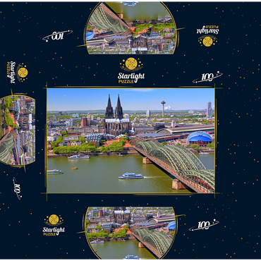 View over the Rhine with Cologne Cathedral and Hohenzollern Bridge, Cologne 100 Jigsaw Puzzle box 3D Modell