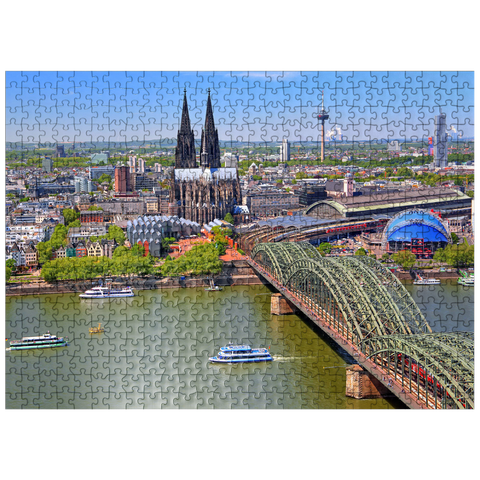 puzzleplate View over the Rhine with Cologne Cathedral and Hohenzollern Bridge, Cologne 500 Jigsaw Puzzle