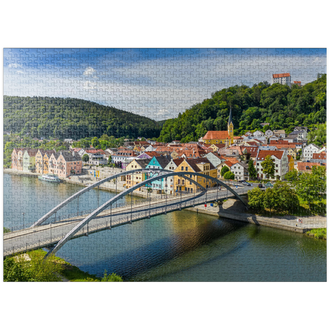 puzzleplate Bridge over the Altmühl in Riedenburg with Rosenstein Castle on the Altmühl Cycle Path 1000 Jigsaw Puzzle