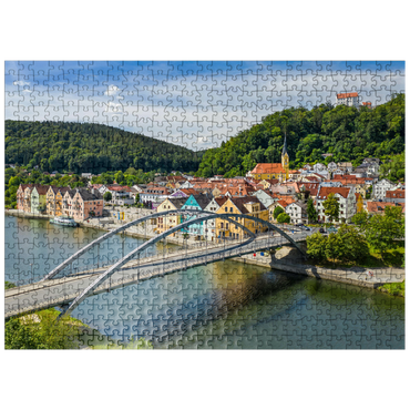 puzzleplate Bridge over the Altmühl in Riedenburg with Rosenstein Castle on the Altmühl Cycle Path 500 Jigsaw Puzzle