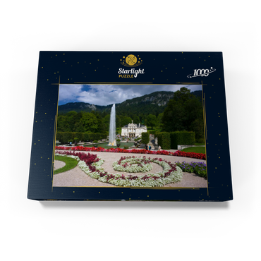 Linderhof Castle with water parterre and fountain against Ammergau Alps, Upper Bavaria 1000 Jigsaw Puzzle box view1