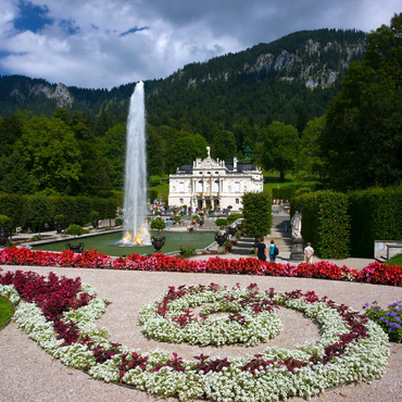 Linderhof Castle with water parterre and fountain against Ammergau Alps, Upper Bavaria 100 Jigsaw Puzzle 3D Modell