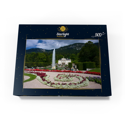 Linderhof Castle with water parterre and fountain against Ammergau Alps, Upper Bavaria 500 Jigsaw Puzzle box view1