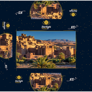 Morning atmosphere at the clay village of Ait Ben Haddou, High Atlas Mountains 100 Jigsaw Puzzle box 3D Modell
