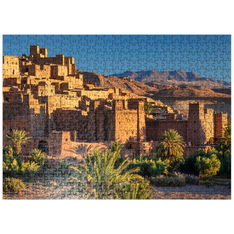 puzzleplate Morning atmosphere at the clay village of Ait Ben Haddou, High Atlas Mountains 500 Jigsaw Puzzle