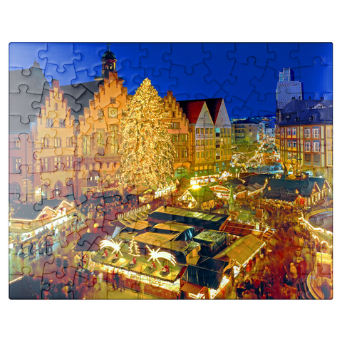 puzzleplate Christmas market on the Römerberg, Frankfurt am Main 100 Jigsaw Puzzle