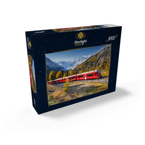 Rhaetian Railway at Bernina Pass with view to Val Morteratsch valley 1000 Jigsaw Puzzle box view1