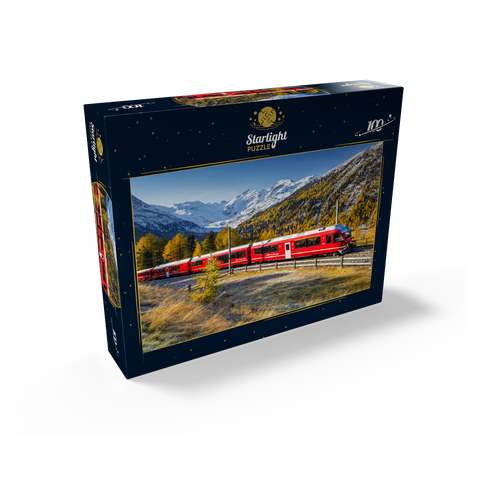 Rhaetian Railway at Bernina Pass with view to Val Morteratsch valley 100 Jigsaw Puzzle box view1