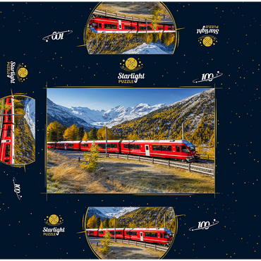 Rhaetian Railway at Bernina Pass with view to Val Morteratsch valley 100 Jigsaw Puzzle box 3D Modell