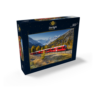 Rhaetian Railway at Bernina Pass with view to Val Morteratsch valley 500 Jigsaw Puzzle box view1
