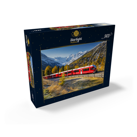 Rhaetian Railway at Bernina Pass with view to Val Morteratsch valley 500 Jigsaw Puzzle box view1