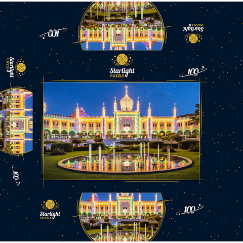 Moorish palace in the evening in the amusement park 100 Jigsaw Puzzle box 3D Modell
