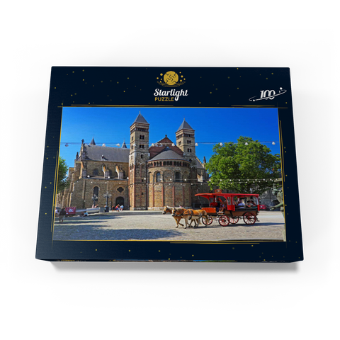 St. Servatius Basilica at Vrijthof with horse carriage, Maastricht 100 Jigsaw Puzzle box view1