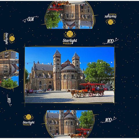 St. Servatius Basilica at Vrijthof with horse carriage, Maastricht 100 Jigsaw Puzzle box 3D Modell