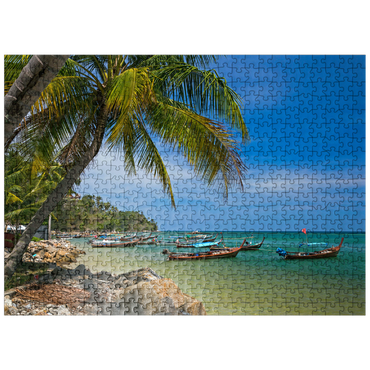 puzzleplate Fishing boats on the beach of Bang Tao, Phuket island, Thailand 500 Jigsaw Puzzle