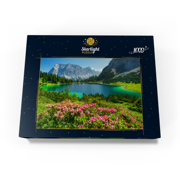 Blooming alpine roses at the Seebensee in the hiking area of the Ehrwalder Alm, Tyrolean Zugspitz Arena 1000 Jigsaw Puzzle box view1