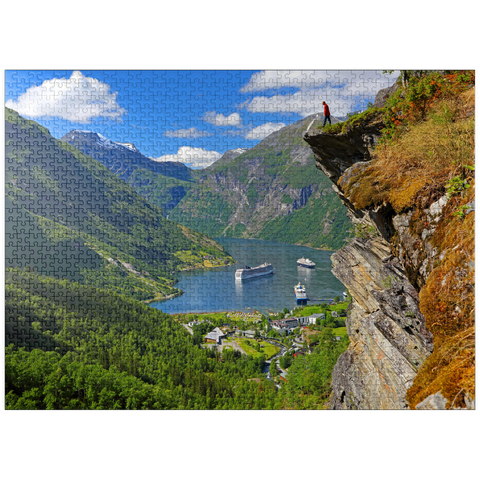 puzzleplate View from Flydalsjuvet to Geiranger Fjord, Norway 1000 Jigsaw Puzzle