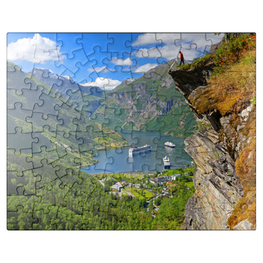 puzzleplate View from Flydalsjuvet to Geiranger Fjord, Norway 100 Jigsaw Puzzle