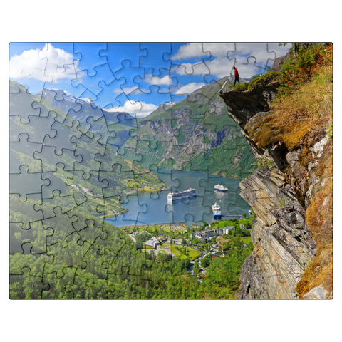 puzzleplate View from Flydalsjuvet to Geiranger Fjord, Norway 100 Jigsaw Puzzle