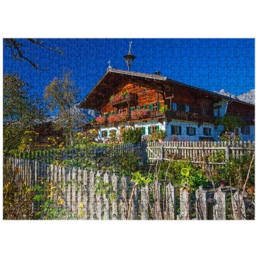 puzzleplate Farmhouse against Kaisergebirge (2344m), Reith bei Kitzbühel, Austria 500 Jigsaw Puzzle