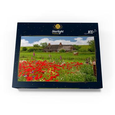 Summer meadow with poppies and farm cottage near Westerhever 100 Jigsaw Puzzle box view1