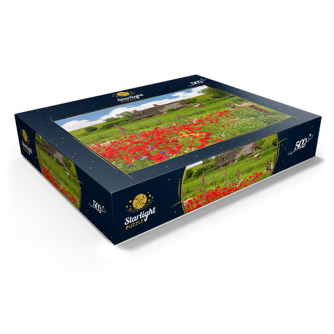 Summer meadow with poppies and farm cottage near Westerhever 500 Jigsaw Puzzle box view1