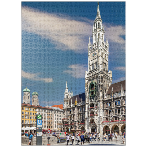 puzzleplate Marienplatz with the towers of the Frauenkirche and city hall, Munich 1000 Jigsaw Puzzle