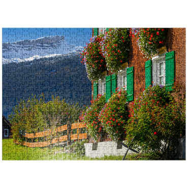 puzzleplate Farmhouse near Riezlern and Hoher Ifen (2230m), Small Walser Valley 500 Jigsaw Puzzle