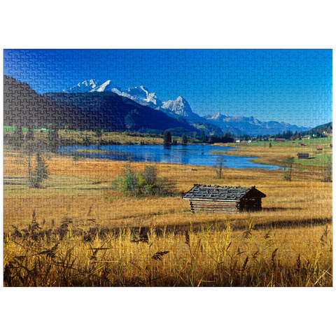 puzzleplate Geroldsee against Zugspitzgruppe near Mittenwald 1000 Jigsaw Puzzle