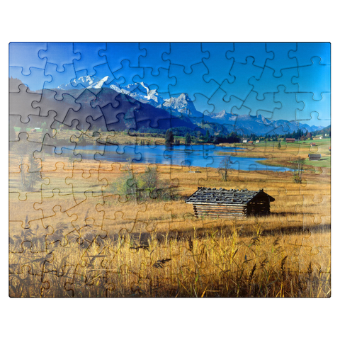 puzzleplate Geroldsee against Zugspitzgruppe near Mittenwald 100 Jigsaw Puzzle