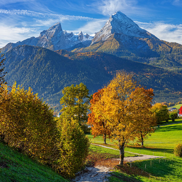 Nature adventure trail near Bischofswiesen near Berchtesgaden with view to the Watzmann mountain 1000 Jigsaw Puzzle 3D Modell