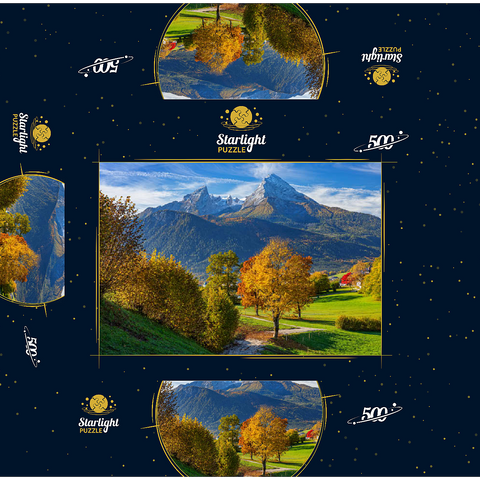Nature adventure trail near Bischofswiesen near Berchtesgaden with view to the Watzmann mountain 500 Jigsaw Puzzle box 3D Modell