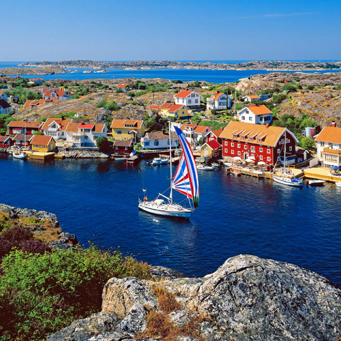 View over Kyrkesund on the archipelago coast, Tjörn Island, Bohuslän, Sweden 100 Jigsaw Puzzle 3D Modell