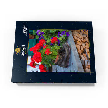 Old hiking boot with geraniums in Oberstdorf 1000 Jigsaw Puzzle box view1