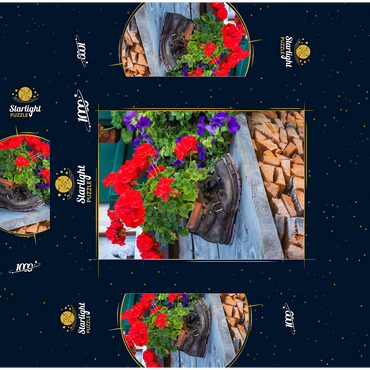 Old hiking boot with geraniums in Oberstdorf 1000 Jigsaw Puzzle box 3D Modell