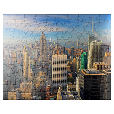 puzzleplate View from Rockefeller Center to Empire State Building and One World Trade Center, Manhattan, New York City, USA 100 Jigsaw Puzzle