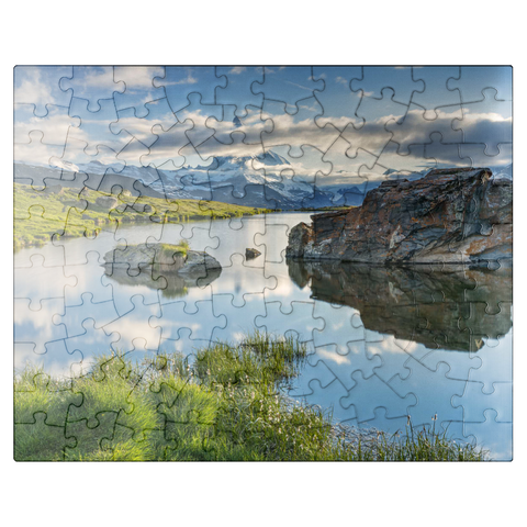 puzzleplate Stellisee mountain lake with the Matterhorn (4478m) 100 Jigsaw Puzzle
