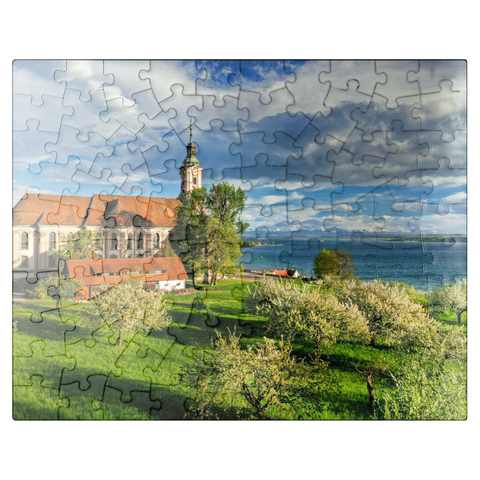 puzzleplate Pilgrimage church Birnau near Unteruhldingen at Lake Constance 100 Jigsaw Puzzle