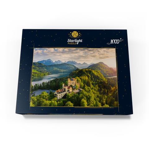 Sunset at Hohenschwangau Castle with the Alpsee and the Tannheim Mountains 1000 Jigsaw Puzzle box view1