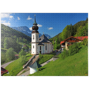 puzzleplate Maria Gern pilgrimage church against the Untersberg (1973m) near Berchtesgaden 1000 Jigsaw Puzzle