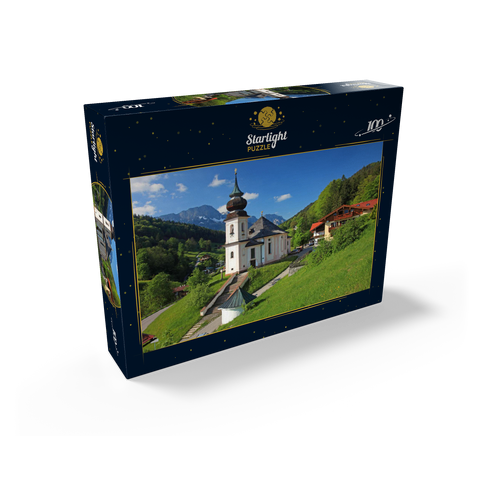 Maria Gern pilgrimage church against the Untersberg (1973m) near Berchtesgaden 100 Jigsaw Puzzle box view1