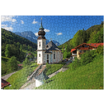 puzzleplate Maria Gern pilgrimage church against the Untersberg (1973m) near Berchtesgaden 500 Jigsaw Puzzle