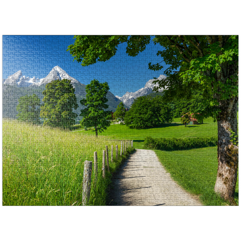 puzzleplate Nature adventure trail near Bischofswiesen near Berchtesgaden with view to the Watzmann mountain 1000 Jigsaw Puzzle