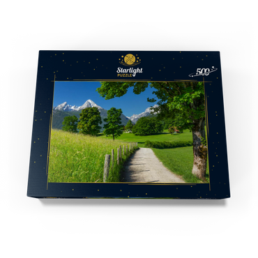 Nature adventure trail near Bischofswiesen near Berchtesgaden with view to the Watzmann mountain 500 Jigsaw Puzzle box view1